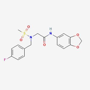 molecular formula C17H17FN2O5S B7715016 N-(2H-1,3-BENZODIOXOL-5-YL)-2-{N-[(4-FLUOROPHENYL)METHYL]METHANESULFONAMIDO}ACETAMIDE 