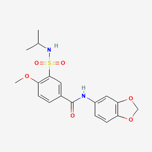 molecular formula C18H20N2O6S B7715218 N-(1,3-benzodioxol-5-yl)-4-methoxy-3-(propan-2-ylsulfamoyl)benzamide 