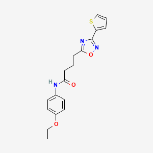 molecular formula C18H19N3O3S B7715251 N-(4-ethoxyphenyl)-4-[3-(thiophen-2-yl)-1,2,4-oxadiazol-5-yl]butanamide 