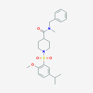 molecular formula C24H32N2O4S B7715310 N-benzyl-1-(2-methoxy-5-propan-2-ylphenyl)sulfonyl-N-methylpiperidine-4-carboxamide 