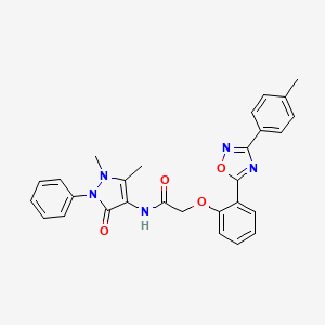 molecular formula C28H25N5O4 B7715337 N-(1,5-dimethyl-3-oxo-2-phenyl-2,3-dihydro-1H-pyrazol-4-yl)-2-{2-[3-(4-methylphenyl)-1,2,4-oxadiazol-5-yl]phenoxy}acetamide 