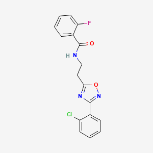 molecular formula C17H13ClFN3O2 B7715348 N-[2-[3-(2-chlorophenyl)-1,2,4-oxadiazol-5-yl]ethyl]-2-fluorobenzamide 