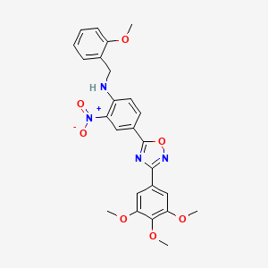 molecular formula C25H24N4O7 B7715452 N-[(2-methoxyphenyl)methyl]-2-nitro-4-[3-(3,4,5-trimethoxyphenyl)-1,2,4-oxadiazol-5-yl]aniline 