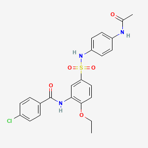 molecular formula C23H22ClN3O5S B7715505 N-(5-{[4-(acetylamino)phenyl]sulfamoyl}-2-ethoxyphenyl)-4-chlorobenzamide 