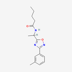 molecular formula C16H21N3O2 B7715530 N-[1-[3-(3-methylphenyl)-1,2,4-oxadiazol-5-yl]ethyl]pentanamide 