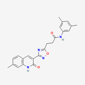 molecular formula C23H22N4O3 B7715565 N-(3,5-dimethylphenyl)-3-[3-(2-hydroxy-7-methylquinolin-3-yl)-1,2,4-oxadiazol-5-yl]propanamide 