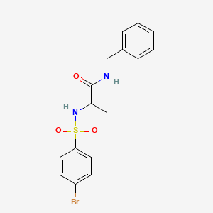 molecular formula C16H17BrN2O3S B7715635 N-benzyl-2-[(4-bromophenyl)sulfonylamino]propanamide 