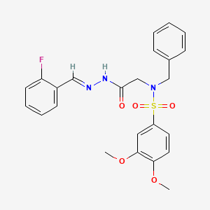 molecular formula C24H24FN3O5S B7715645 N-benzyl-N-{2-[(2E)-2-(2-fluorobenzylidene)hydrazinyl]-2-oxoethyl}-3,4-dimethoxybenzenesulfonamide (non-preferred name) 