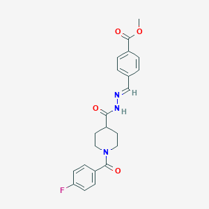 molecular formula C22H22FN3O4 B7715647 methyl 4-[(E)-[[1-(4-fluorobenzoyl)piperidine-4-carbonyl]hydrazinylidene]methyl]benzoate 