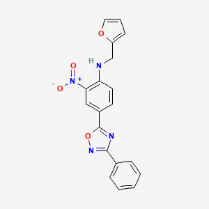 molecular formula C19H14N4O4 B7715654 N-[(Furan-2-YL)methyl]-2-nitro-4-(3-phenyl-1,2,4-oxadiazol-5-YL)aniline 