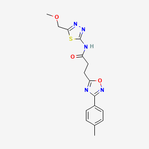 molecular formula C16H17N5O3S B7715811 N-[5-(methoxymethyl)-1,3,4-thiadiazol-2-yl]-3-[3-(4-methylphenyl)-1,2,4-oxadiazol-5-yl]propanamide 