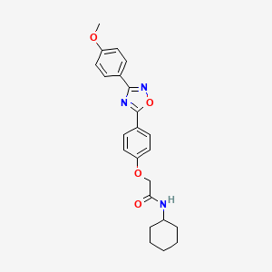 molecular formula C23H25N3O4 B7715871 N-cyclohexyl-2-{4-[3-(4-methoxyphenyl)-1,2,4-oxadiazol-5-yl]phenoxy}acetamide 