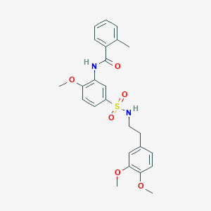 molecular formula C25H28N2O6S B7715989 N-(5-{[2-(3,4-dimethoxyphenyl)ethyl]sulfamoyl}-2-methoxyphenyl)-2-methylbenzamide 