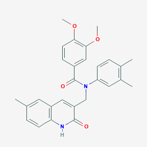 molecular formula C28H28N2O4 B7716046 N-(3,4-dimethylphenyl)-N-((2-hydroxy-6-methylquinolin-3-yl)methyl)-3,4-dimethoxybenzamide 