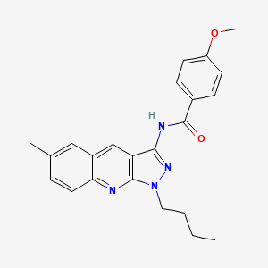 molecular formula C23H24N4O2 B7716058 N-(1-butyl-6-methyl-1H-pyrazolo[3,4-b]quinolin-3-yl)-4-methoxybenzamide 