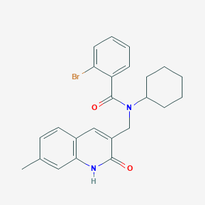 B7716115 2-bromo-N-cyclohexyl-N-((2-hydroxy-7-methylquinolin-3-yl)methyl)benzamide CAS No. 5291-38-3