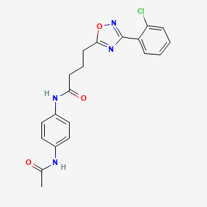 molecular formula C20H19ClN4O3 B7716192 N-(4-acetamidophenyl)-4-[3-(2-chlorophenyl)-1,2,4-oxadiazol-5-yl]butanamide 