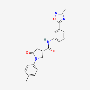 molecular formula C21H20N4O3 B7716252 N-[3-(3-methyl-1,2,4-oxadiazol-5-yl)phenyl]-1-(4-methylphenyl)-5-oxopyrrolidine-3-carboxamide 