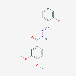 molecular formula C16H15FN2O3 B7716431 N-[(E)-(2-fluorophenyl)methylideneamino]-3,4-dimethoxybenzamide 
