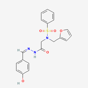molecular formula C20H19N3O5S B7716480 N-(furan-2-ylmethyl)-N-{2-[(2Z)-2-(4-hydroxybenzylidene)hydrazinyl]-2-oxoethyl}benzenesulfonamide (non-preferred name) 
