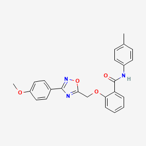 molecular formula C24H21N3O4 B7716482 2-{[3-(4-methoxyphenyl)-1,2,4-oxadiazol-5-yl]methoxy}-N-(4-methylphenyl)benzamide 