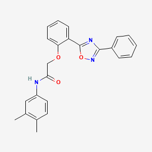 molecular formula C24H21N3O3 B7716506 N-(3,4-dimethylphenyl)-2-[2-(3-phenyl-1,2,4-oxadiazol-5-yl)phenoxy]acetamide 