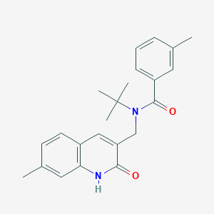 molecular formula C23H26N2O2 B7716568 N-(tert-butyl)-N-((2-hydroxy-7-methylquinolin-3-yl)methyl)-3-methylbenzamide 