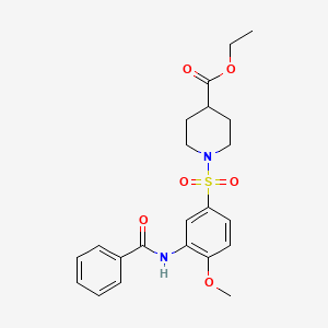 molecular formula C22H26N2O6S B7716609 Ethyl 1-(3-benzamido-4-methoxyphenyl)sulfonylpiperidine-4-carboxylate 