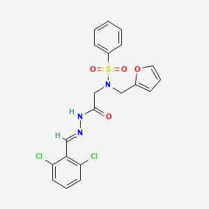molecular formula C20H17Cl2N3O4S B7716717 N-{2-[(2E)-2-(2,6-dichlorobenzylidene)hydrazinyl]-2-oxoethyl}-N-(furan-2-ylmethyl)benzenesulfonamide (non-preferred name) 