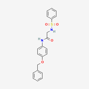 molecular formula C21H20N2O4S B7716804 2-(benzenesulfonamido)-N-(4-phenylmethoxyphenyl)acetamide 