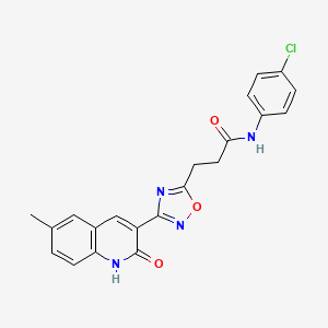 molecular formula C21H17ClN4O3 B7717017 N-(4-chlorophenyl)-3-[3-(2-hydroxy-6-methylquinolin-3-yl)-1,2,4-oxadiazol-5-yl]propanamide 