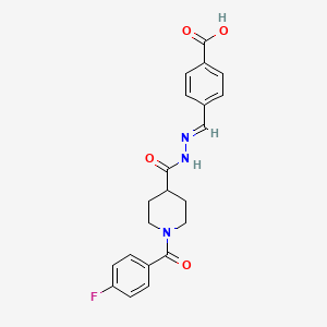 molecular formula C21H20FN3O4 B7717024 4-[(E)-[[1-(4-fluorobenzoyl)piperidine-4-carbonyl]hydrazinylidene]methyl]benzoic acid 