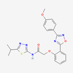 molecular formula C22H21N5O4S B7717101 N-(5-isopropyl-1,3,4-thiadiazol-2-yl)-2-(2-(3-(4-methoxyphenyl)-1,2,4-oxadiazol-5-yl)phenoxy)acetamide 