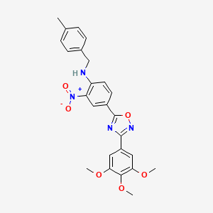 molecular formula C25H24N4O6 B7717156 N-[(4-methylphenyl)methyl]-2-nitro-4-[3-(3,4,5-trimethoxyphenyl)-1,2,4-oxadiazol-5-yl]aniline 