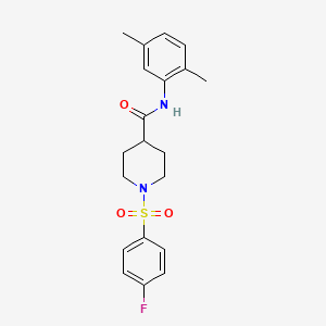 molecular formula C20H23FN2O3S B7717201 N-(2,5-dimethylphenyl)-1-(4-fluorobenzenesulfonyl)piperidine-4-carboxamide 