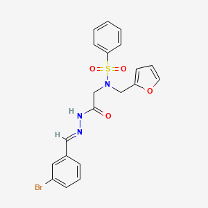 molecular formula C20H18BrN3O4S B7717215 N-{2-[(2E)-2-(3-bromobenzylidene)hydrazinyl]-2-oxoethyl}-N-(furan-2-ylmethyl)benzenesulfonamide (non-preferred name) 