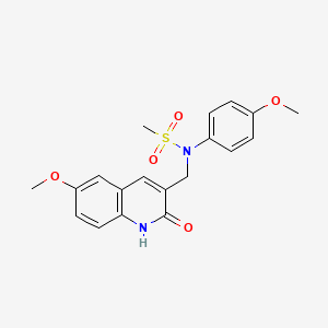 molecular formula C19H20N2O5S B7717247 N-[(2-hydroxy-6-methoxyquinolin-3-yl)methyl]-N-(4-methoxyphenyl)methanesulfonamide 