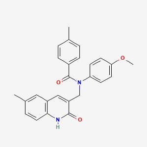molecular formula C26H24N2O3 B7717309 N-((2-hydroxy-6-methylquinolin-3-yl)methyl)-N-(4-methoxyphenyl)-4-methylbenzamide 