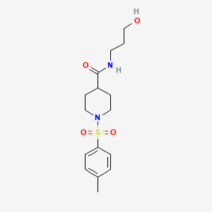 molecular formula C16H24N2O4S B7717362 N-(3-hydroxypropyl)-1-(4-methylphenyl)sulfonylpiperidine-4-carboxamide 