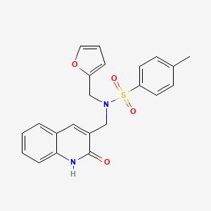 molecular formula C22H20N2O4S B7717436 N-(furan-2-ylmethyl)-N-((2-hydroxyquinolin-3-yl)methyl)-4-methylbenzenesulfonamide 