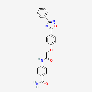 molecular formula C23H18N4O4 B7717581 4-{2-[4-(3-Phenyl-1,2,4-oxadiazol-5-YL)phenoxy]acetamido}benzamide 