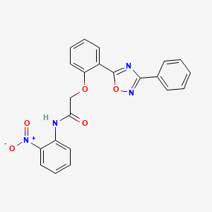 molecular formula C22H16N4O5 B7717707 N-(2-nitrophenyl)-2-[2-(3-phenyl-1,2,4-oxadiazol-5-yl)phenoxy]acetamide 