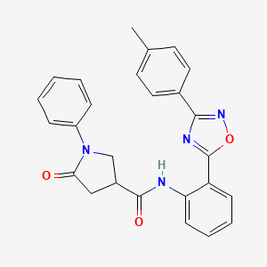 molecular formula C26H22N4O3 B7717779 N-{2-[3-(4-methylphenyl)-1,2,4-oxadiazol-5-yl]phenyl}-5-oxo-1-phenylpyrrolidine-3-carboxamide 
