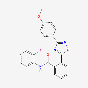molecular formula C22H16FN3O3 B7717888 N-(2-fluorophenyl)-2-[3-(4-methoxyphenyl)-1,2,4-oxadiazol-5-yl]benzamide 