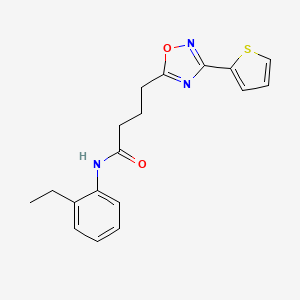 molecular formula C18H19N3O2S B7718184 N-(2-Ethylphenyl)-4-[3-(thiophen-2-YL)-1,2,4-oxadiazol-5-YL]butanamide 