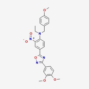 molecular formula C26H26N4O6 B7718237 4-[3-(3,4-dimethoxyphenyl)-1,2,4-oxadiazol-5-yl]-N-ethyl-N-[(4-methoxyphenyl)methyl]-2-nitroaniline 