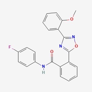 molecular formula C22H16FN3O3 B7718339 N-(4-fluorophenyl)-2-[3-(2-methoxyphenyl)-1,2,4-oxadiazol-5-yl]benzamide 