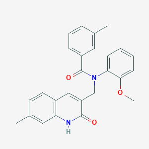 molecular formula C26H24N2O3 B7718375 N-((2-hydroxy-7-methylquinolin-3-yl)methyl)-N-(2-methoxyphenyl)-3-methylbenzamide 
