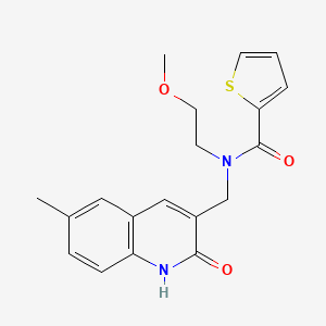 molecular formula C19H20N2O3S B7718444 N-((2-hydroxy-6-methylquinolin-3-yl)methyl)-N-(2-methoxyethyl)thiophene-2-carboxamide 