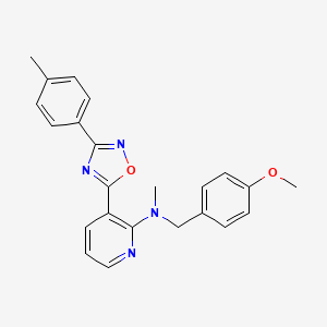 molecular formula C23H22N4O2 B7718560 N-[(4-methoxyphenyl)methyl]-N-methyl-3-[3-(4-methylphenyl)-1,2,4-oxadiazol-5-yl]pyridin-2-amine 